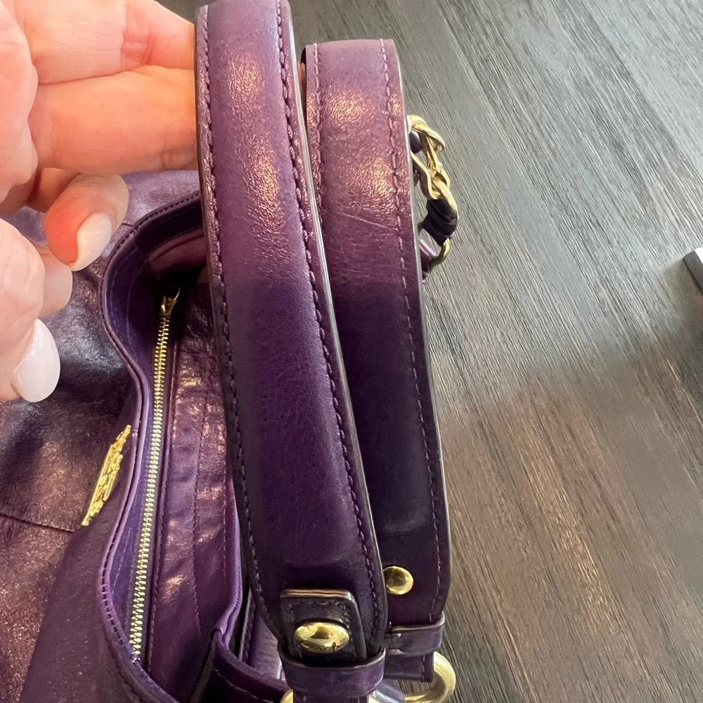 Coach 15958 Madison Purple Leather Large Convertible Shoulder Bag